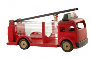 Holzmodell-Feuerwehrauto mit Glastank, rot, 500ml